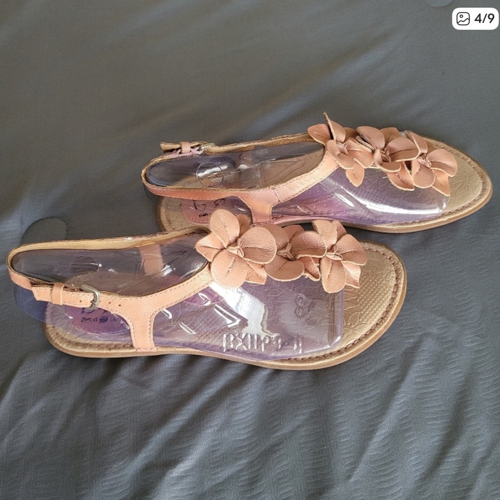 B.O.C Born Out Of Concept leather Blush Pink Nude Floral Flat Sandals Size 39/8 - Picture 12 of 16